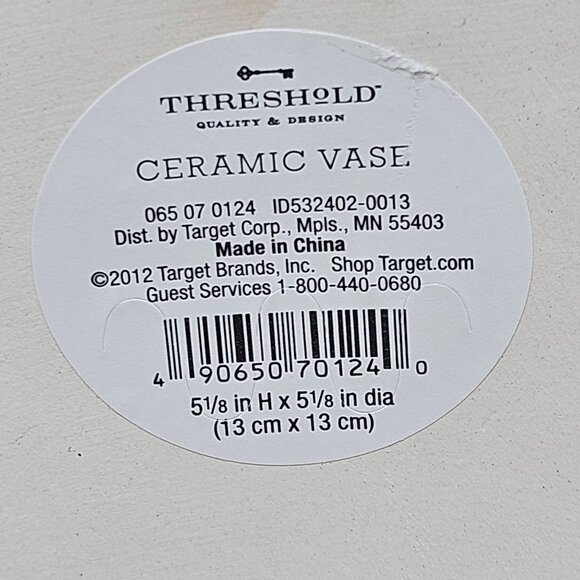 Vintage 2012 Textured Square Ceramic Vase By Threshold Shades of Cerulean - Picture 6 of 6